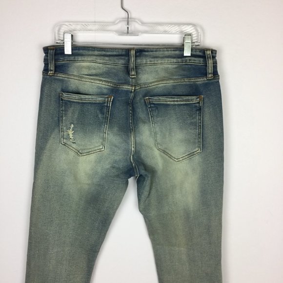 New! Fashion Nova Men Skinny Jeans 34x32 Distressed Ankle Zip Blue Denim Stretch - Picture 5 of 13